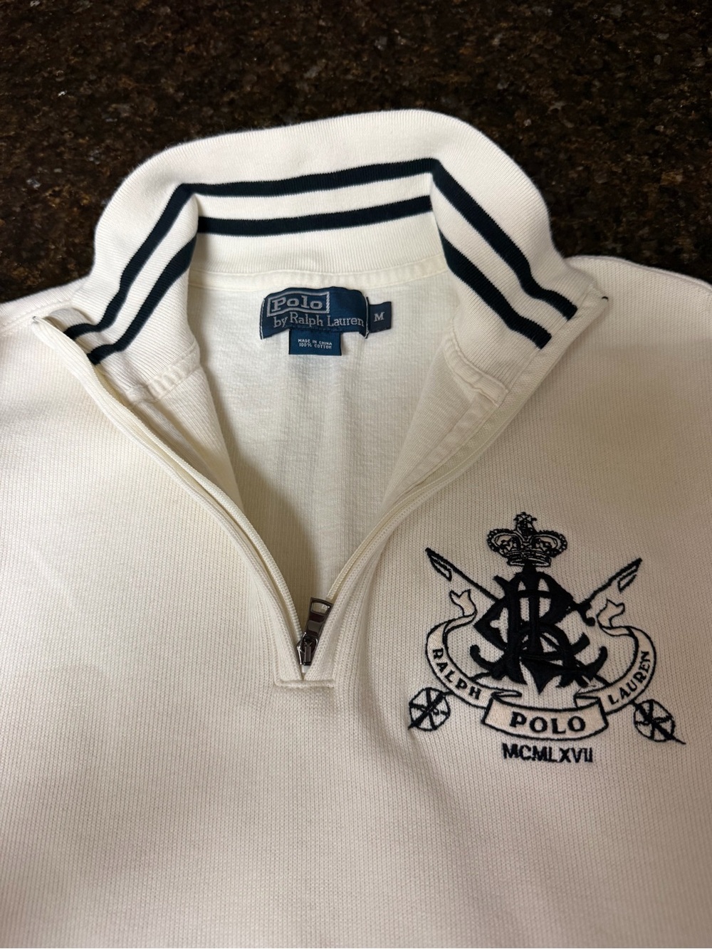 Polo by Ralph Lauren White & Navy Quarter-Zip Sweater - Picture 4 of 4